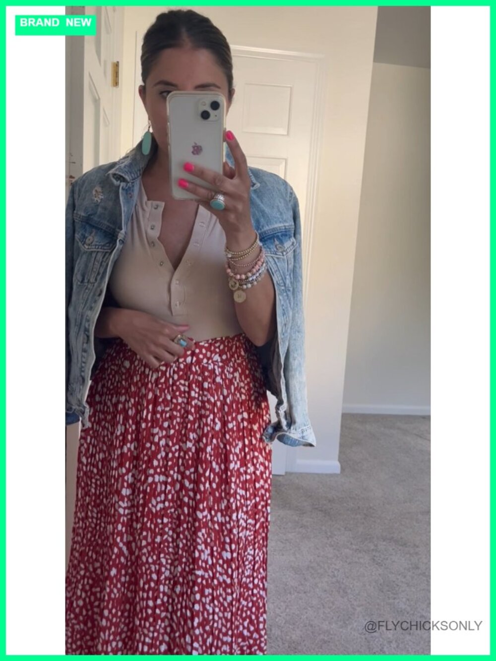 Pleated Midi Skirt with Pockets, Elastic High Waist, A-Line, Reg & Plus Size - Picture 5 of 6